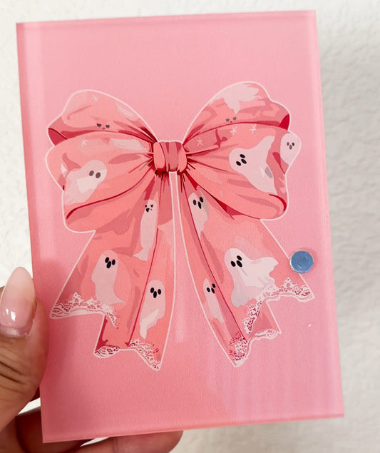 Pink bow ghost lash tile