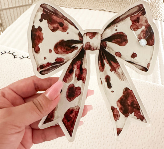 Cow print bow lash tile